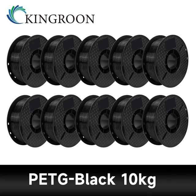 KINGROON 3D Printer Filament – 10KG Bulk, 1.75mm PLA / ABS / PETG, 10 Rolls, Black / White / Gray