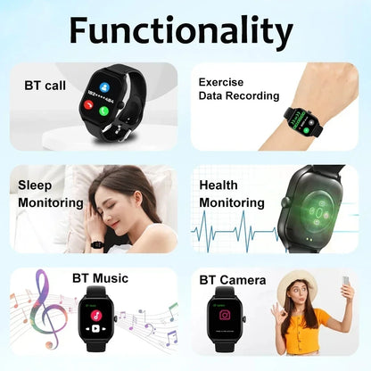 R.E.D. Shopping Smart Watch 2026 with 2.01" HD full touch screen, Bluetooth calling, fitness and sports tracking.