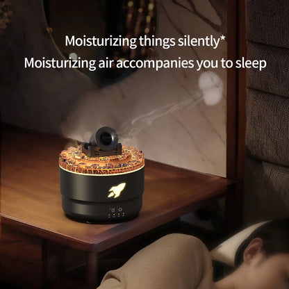 Volcanic Crack Light Aroma Humidifier – Desktop Ring Spray Aromatherapy Diffuser (White & Black)