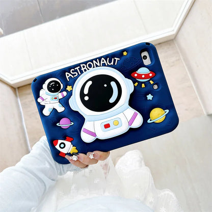 3D Cartoon Astronaut Kids iPad Case – Silicone, Shockproof, Kickstand, iPad Mini/Air/Pro