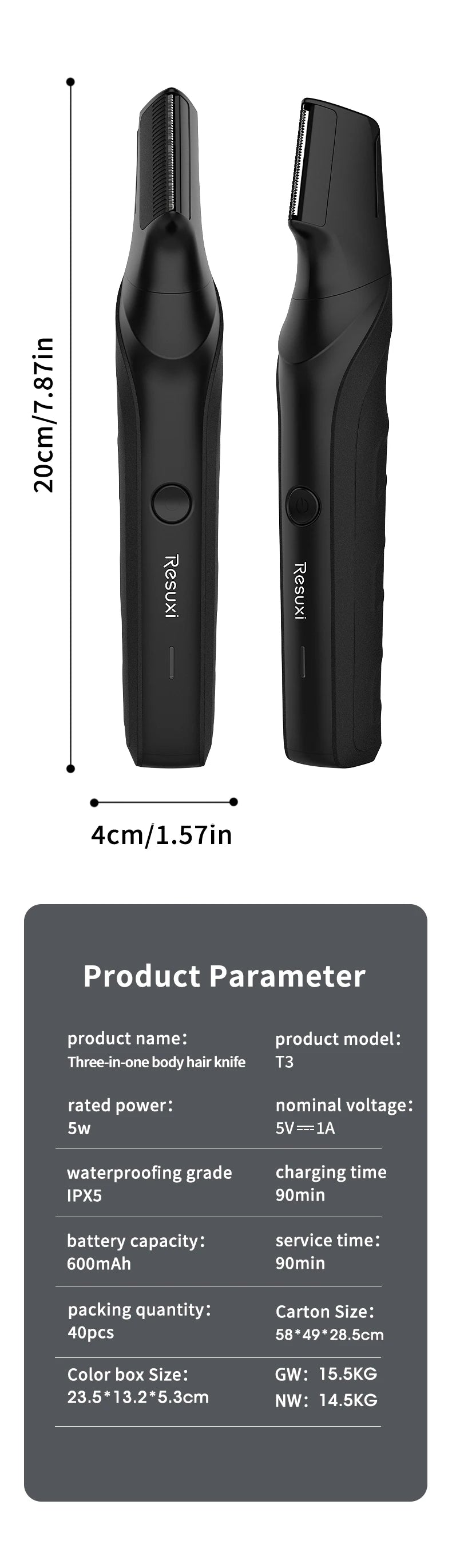 Body Hair Trimmer for Men | Groin & Pubic | Wet/Dry | V-Shaped Head | 2 Comb Attachments