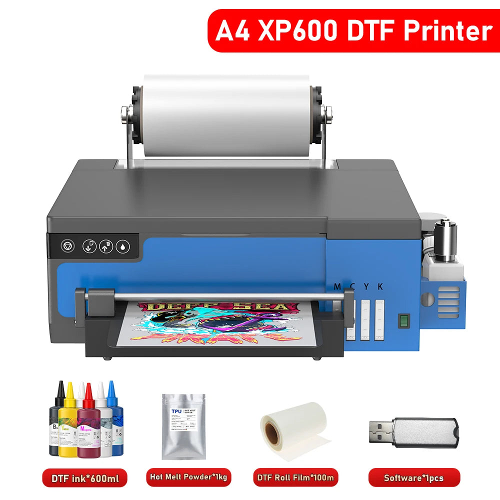 A3 XP600 DTF Printer with Roll Feeder – Direct to Film T-Shirt Printing Machine