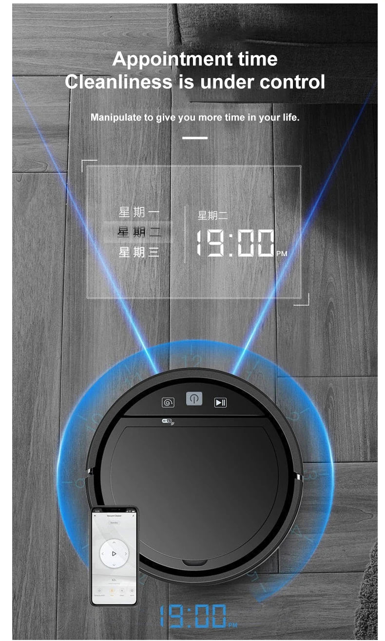 Smart Robot Vacuum Cleaner – Auto-Recharge, APP Control, Sweeping | White & Black | EU/US/UK/AU