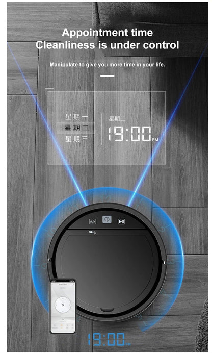 Smart Robot Vacuum Cleaner – Auto-Recharge, APP Control, Sweeping | White & Black | EU/US/UK/AU