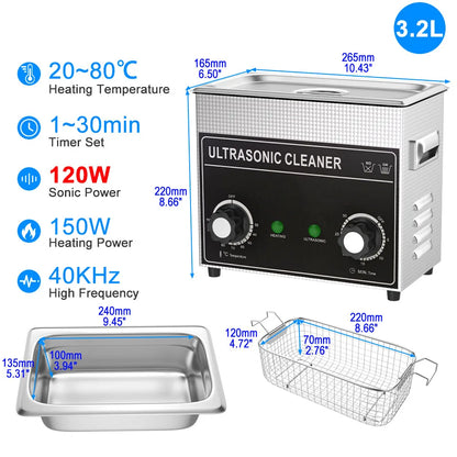 Ultrasonic Cleaner 1.3L–30L | 40KHz 220V EU Plug | Professional Ultrasound Bath