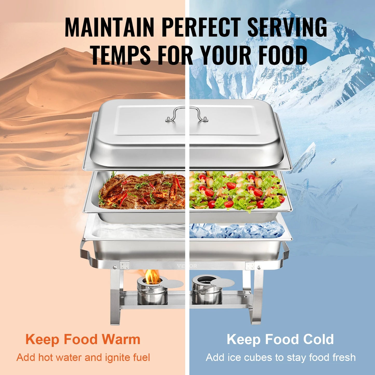 SucceBuy 8QT Rectangle Chafing Dish Set – 2/4/6 Pack Buffet Catering Warmer