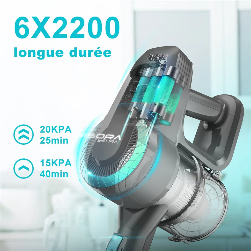 YISORA N300 Cordless Upright Vacuum Cleaner – 20kPa, Lightweight Stick Vacuum for Carpet, Hard Floor & Pet Hair
