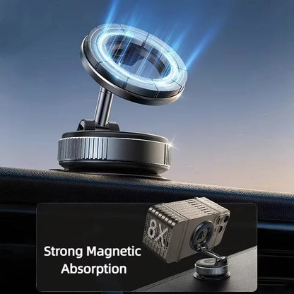 Rotating Folding Magnetic Phone Holder | Vacuum Suction MagSafe Stand for Car, Gym & Kitchen
