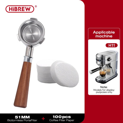 HiBREW Bottomless Portafilter 51mm / 58mm | Filter Basket | H10A / H10B / H7A / H10 Plus / H11 / H13 Compatible