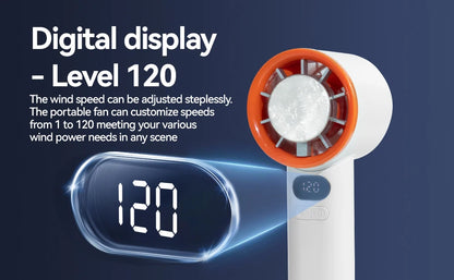 Portable Mini Personal Fan – 120-Speed Digital Display & Ice Cooling
