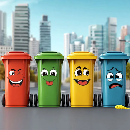 Cartoon Face Stickers 4-Sheet Set | Fun Home Decor for Trash Cans & Toilet