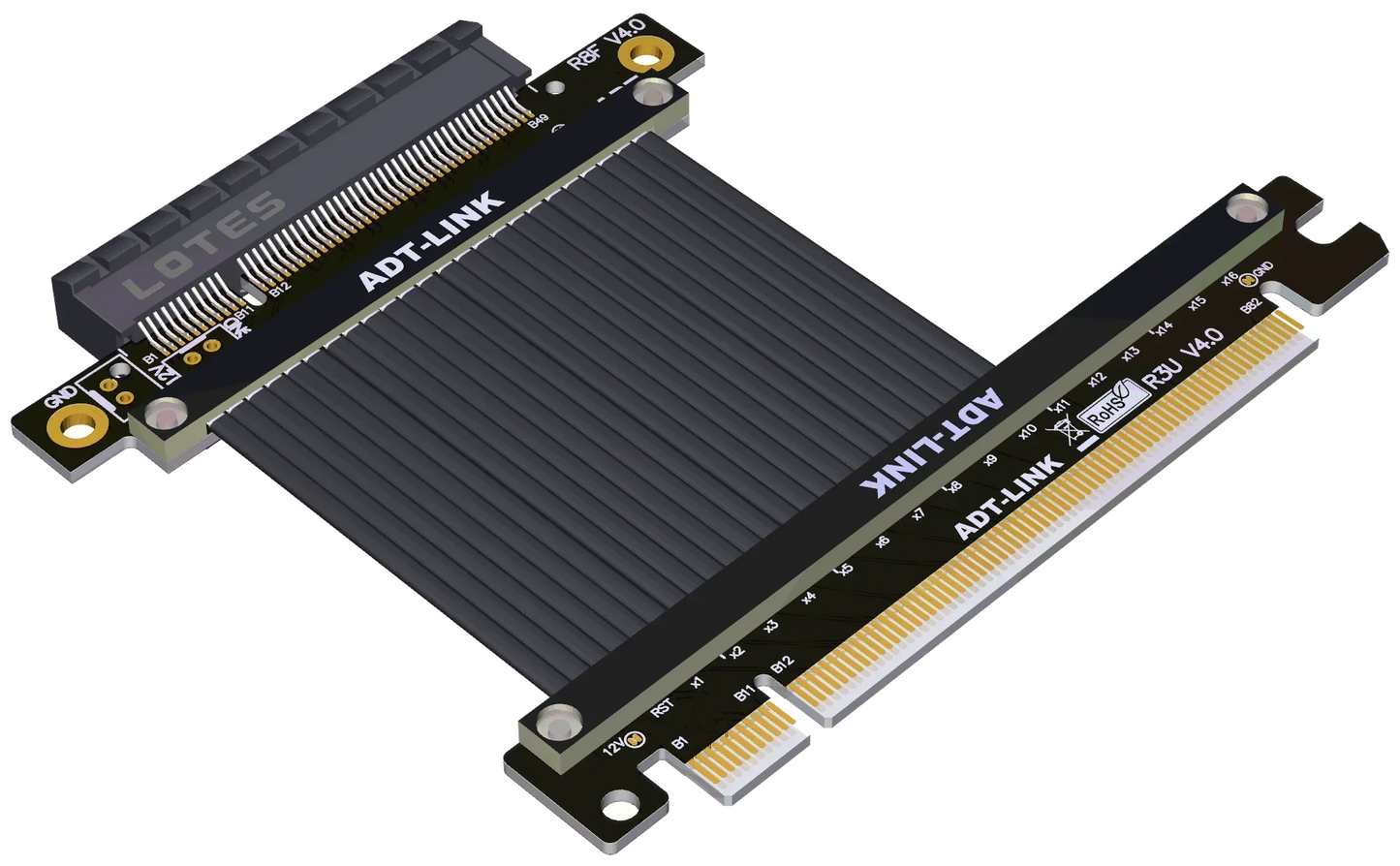 ADT-Link PCIe 4.0 Riser Cable – X16/X8/X4/X1 to M.2 NVMe/U.2 SSD Extension, Gen4