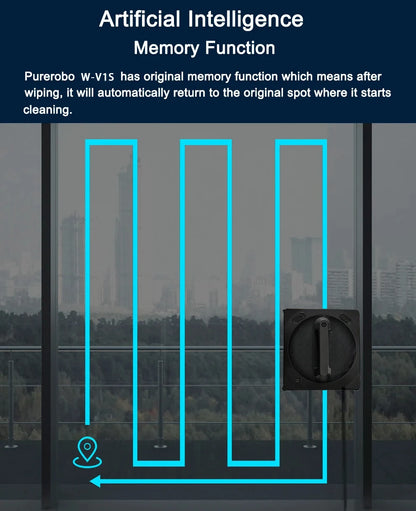 Purerobo W-V1S Robot Window Cleaner – APP Control, Auto Water Spray