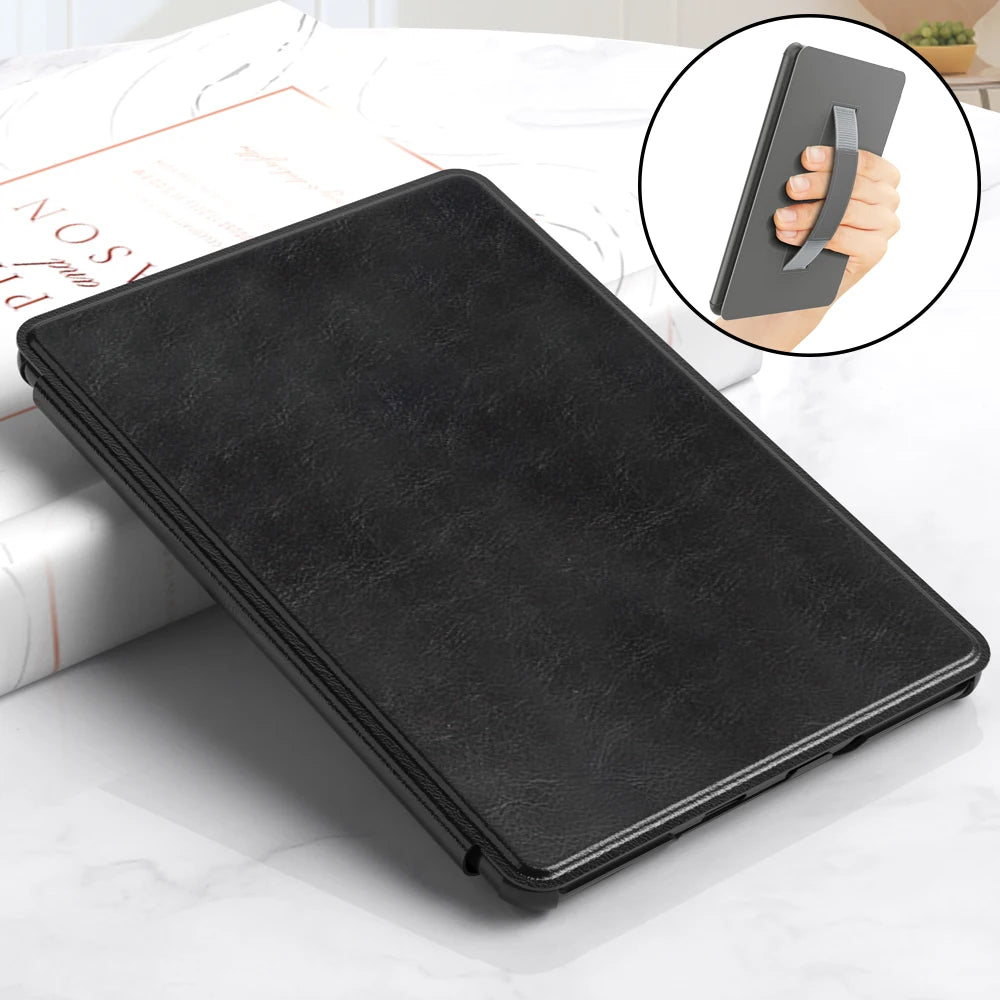 Kindle Paperwhite 12th Generation 2024 Case – Leather, Auto Sleep, Hand Strap