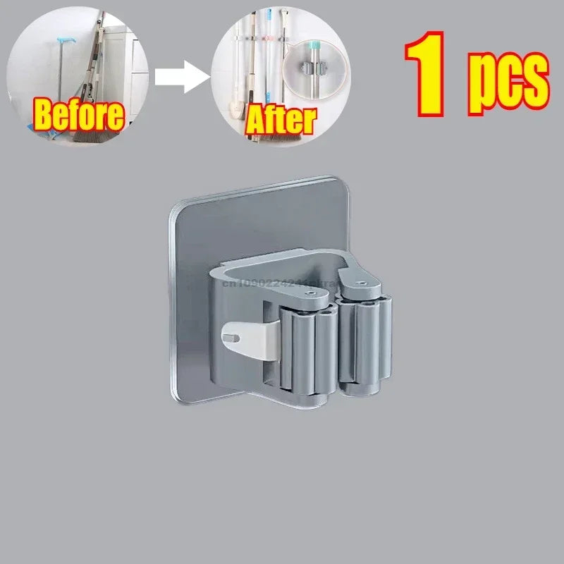 Self-Adhesive Mop & Broom Holder | Wall Mounted No-Drill Storage Hook