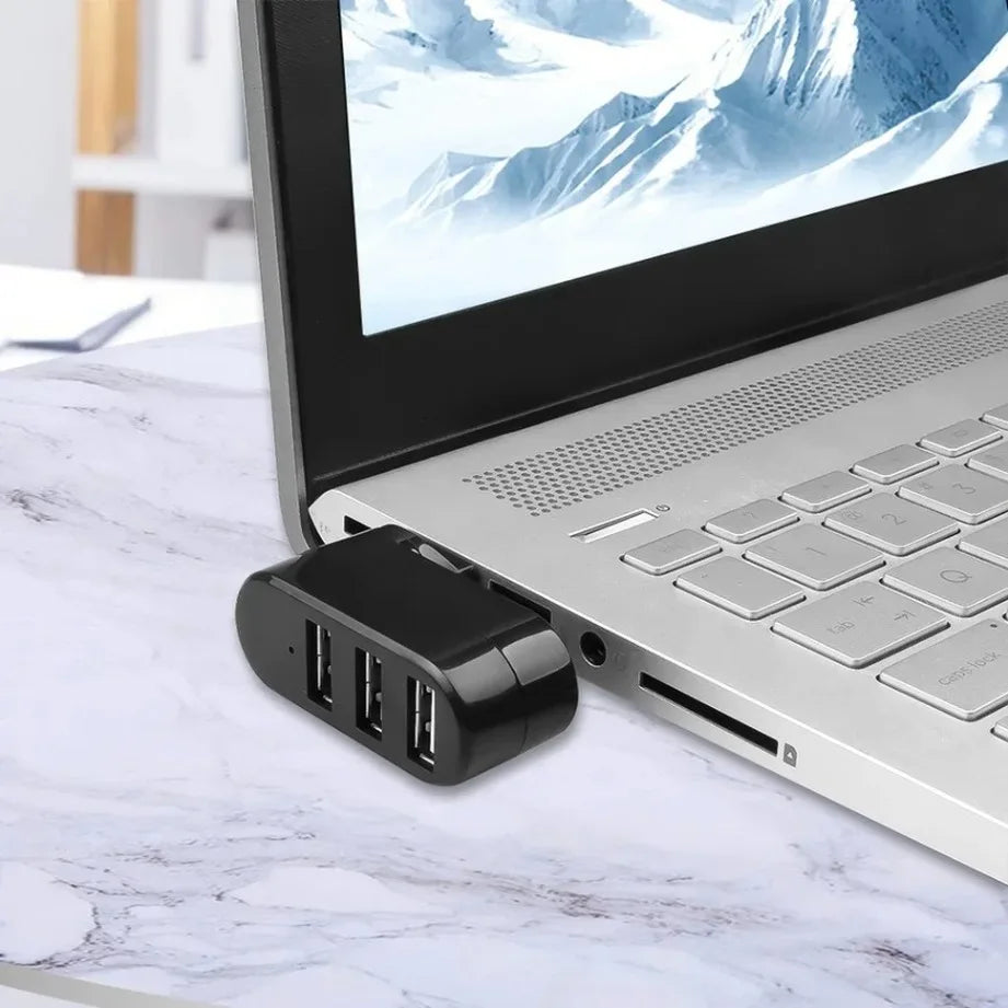 TABLLYUGE Mini Rotatable 3-Port USB 2.0 Hub – Plug & Play Splitter for PC & Laptop