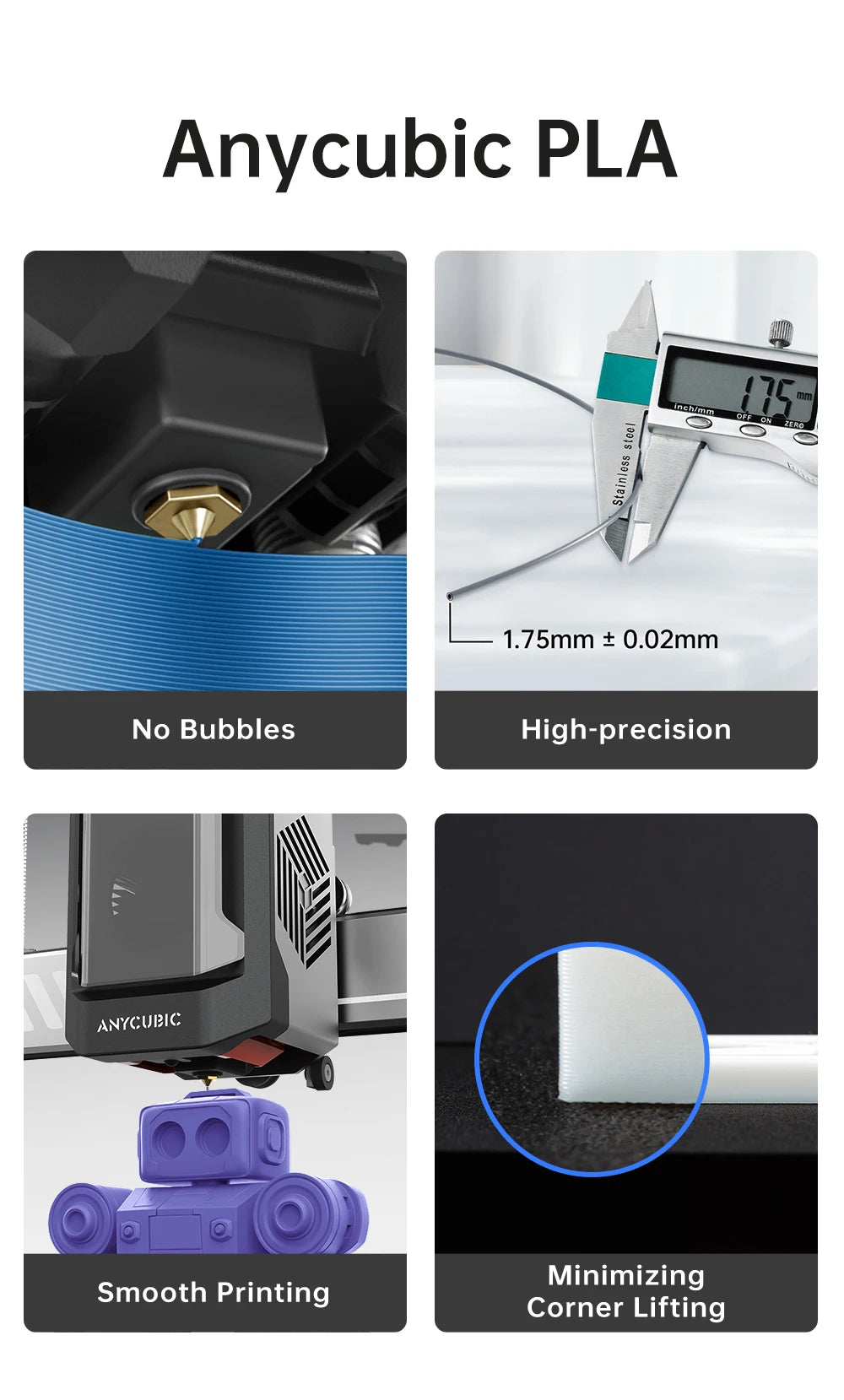 ANYCUBIC 10KG Spooless PLA Filament 1.75mm – Refill for Kobra 3 & S1C