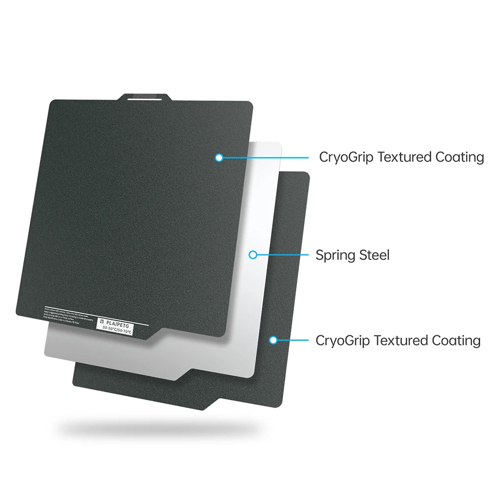 BIQU Panda CryoGrip Build Plate 256x256mm – Spring Steel, Textured, for Bambu Lab P1 & X1