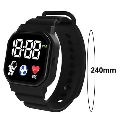 Kids LED digital sports watch with football design, silicone strap, suitable for boys and girls, by R.E.D. Shopping