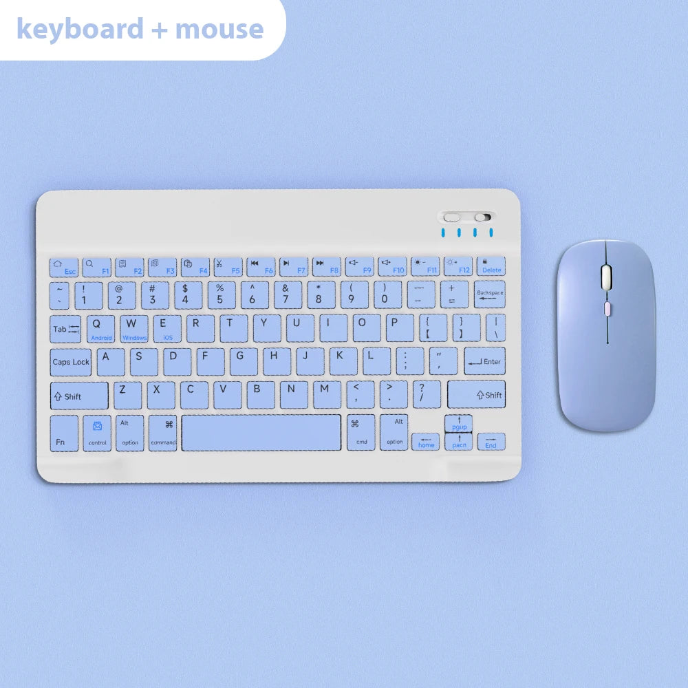 Wireless Bluetooth keyboard and mouse set for iPad, tablet, Android, and Windows by R.E.D. Shopping, with sleek black design.
