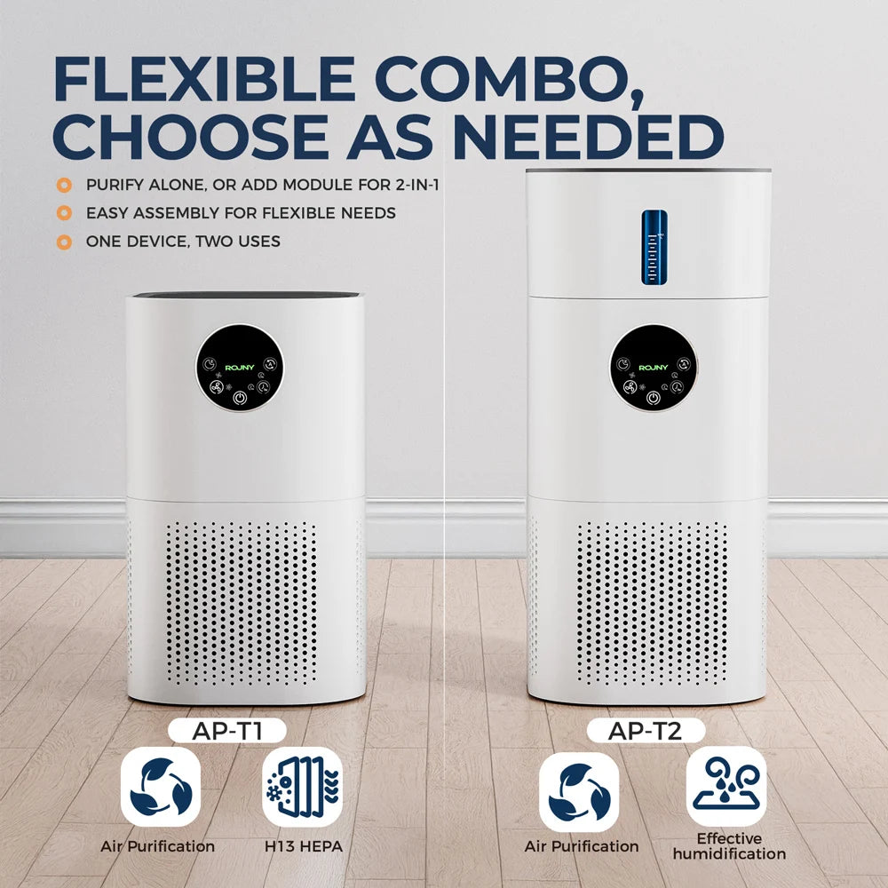 2-in-1 Air Purifier with Humidifier – H13 True HEPA Filter, Covers up to 60m², 24W