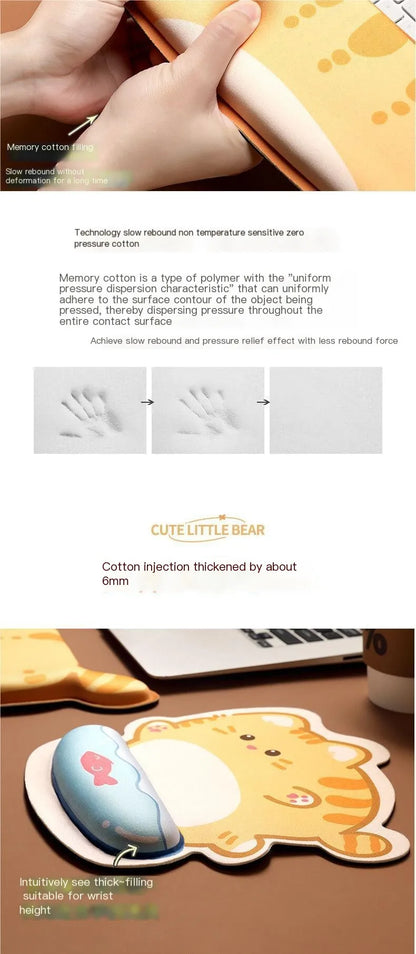 Cute Cartoon Corgi & Cat Mouse Pad with Wrist Rest – Memory Foam, Anti-Slip, Office Gift