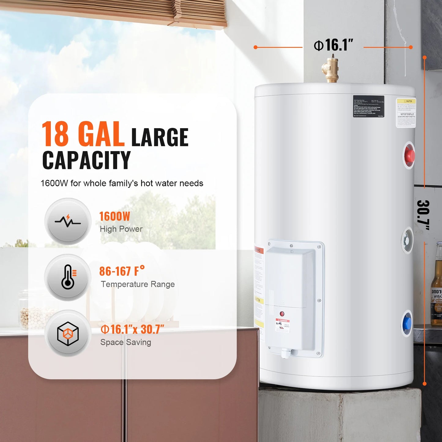 SucceBuy Electric Water Heater 40/70L – LED Display & IPX4 Waterproof