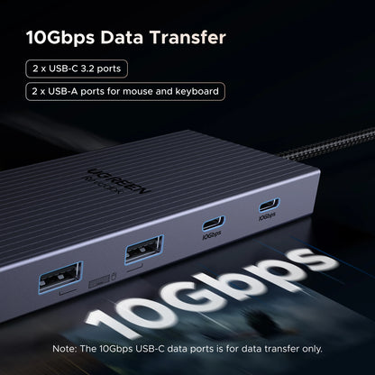 UGREEN 12-in-1 USB-C Docking Station – 2x4K HDMI, DP, 10Gbps USB3.2, PD100W, SD/TF, RJ45