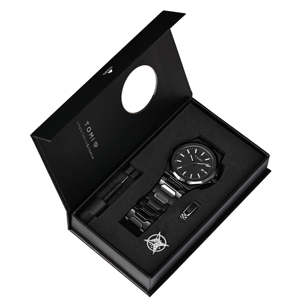 TOMI Luxury Men’s Watch & Gift Box Set – Business Quartz Watch