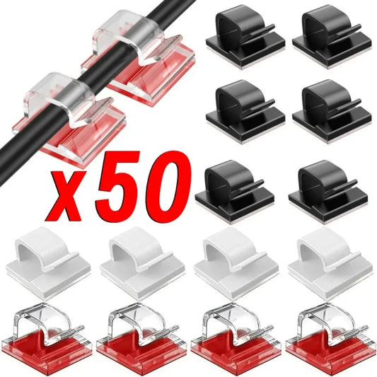 Cable Organizer Clips | Adhesive Wire Winder & USB Cable Management for Desk, Home & Office (10/20/50pcs)