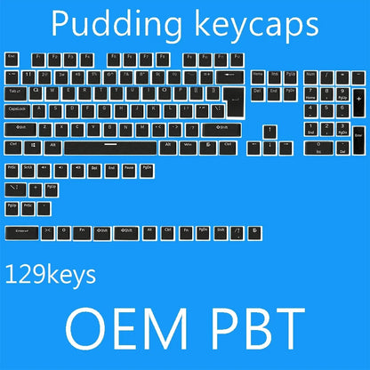 129-Key Pudding Keycaps – OEM Profile PBT, Transparent, MX Hot-Swap Compatible