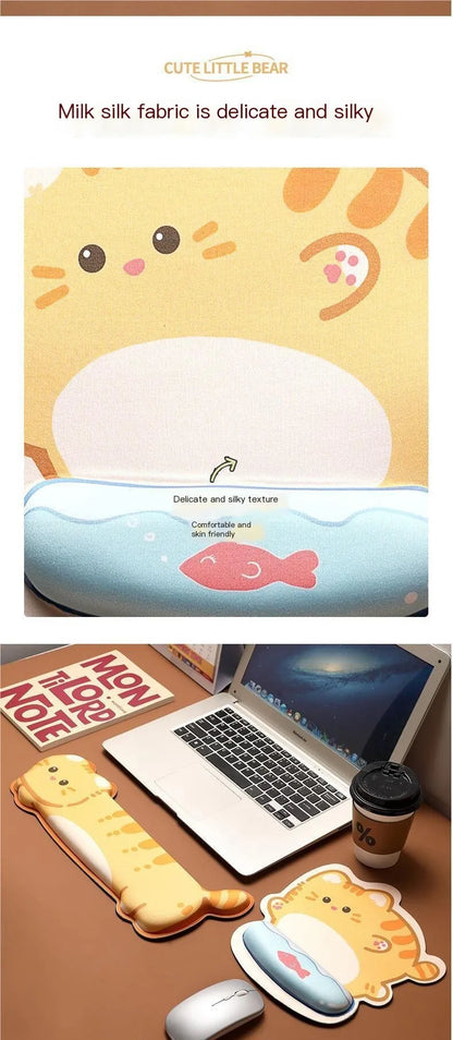 Cute Cartoon Corgi & Cat Mouse Pad with Wrist Rest – Memory Foam, Anti-Slip, Office Gift