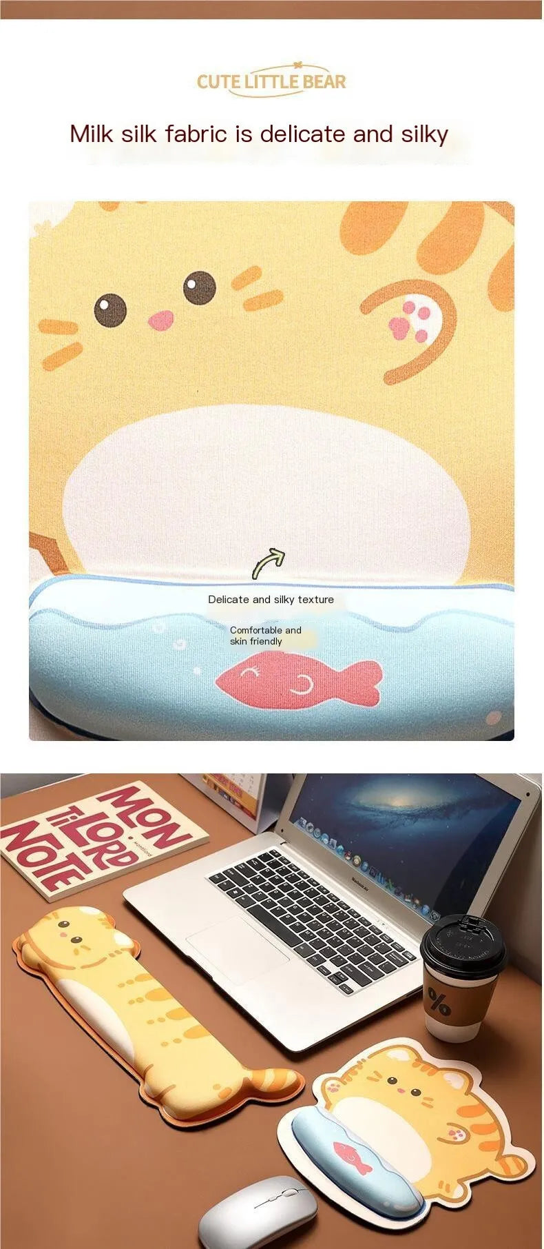 CHYI Cute Cartoon Wrist Rest Mouse Pad – Corgi & Cat, Memory Foam, Anti-Slip