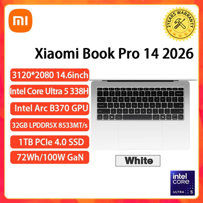 Xiaomi RedmiBook Pro 14 2026 – Intel U5-325H/U5-338H/U7-358H, 24GB/32GB, 1TB