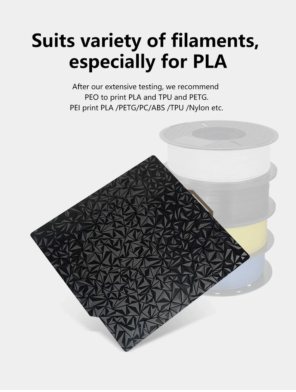 PEI / PEO Magnetic Build Plate – Double-Sided | Bambu Lab, Ender 3, Anycubic | 180–350mm