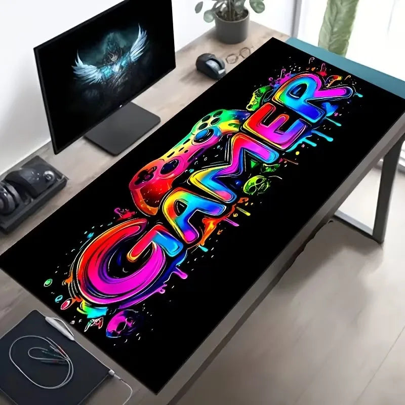 XXL Neon Glow-in-the-Dark Gaming Mouse Pad – Non-Slip Rubber Desk Mat