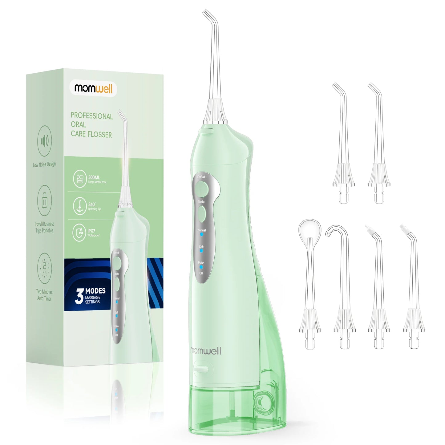 Mornwell D52 Cordless Water Flosser – 4 Jets, 3 Modes, IPX7 Waterproof