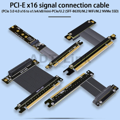 ADT-Link PCIe 4.0 Riser Cable – X16/X8/X4/X1 to M.2 NVMe/U.2 SSD Extension, Gen4