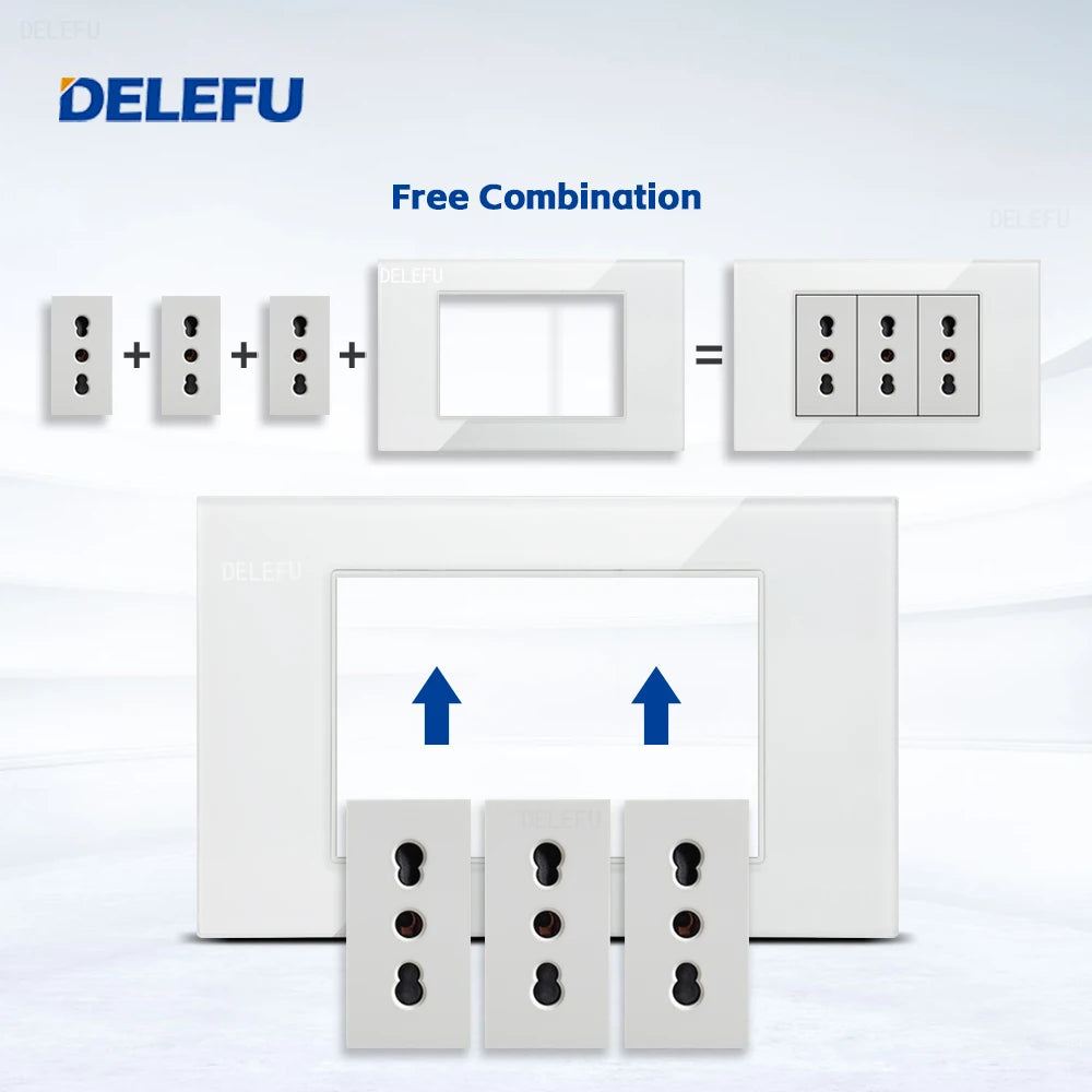 DELEFU Tempered Glass Wall Socket with USB-C Fast Charging – Schuko/Italy