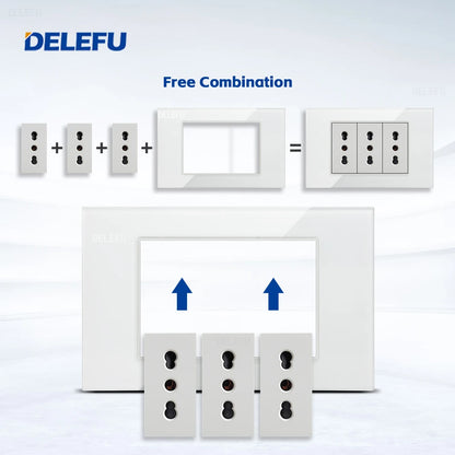 DELEFU Tempered Glass Wall Socket with USB-C Fast Charging – Schuko/Italy