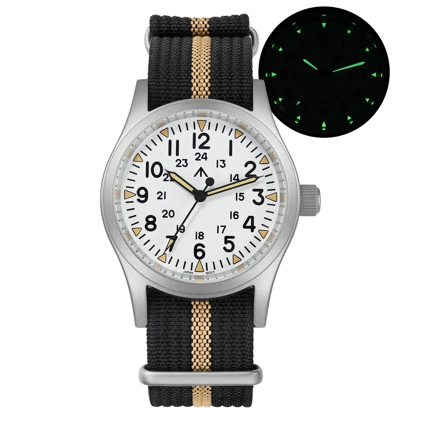 Militado ML05 Vintage Field Watch – 38mm, VH31 Sweep, Sapphire AR Crystal, Luminous