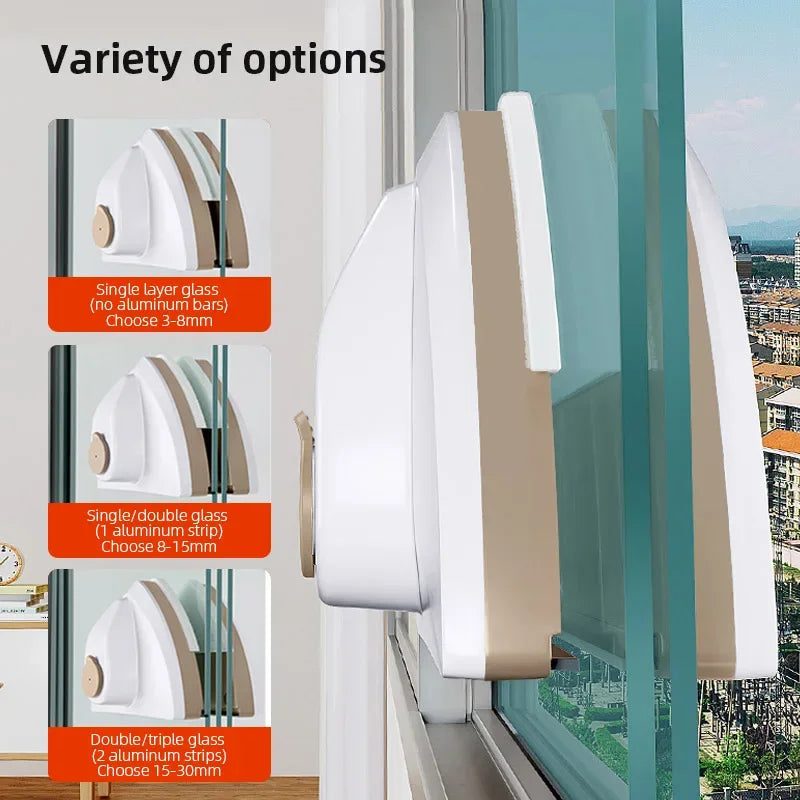 Magnetic double-sided window cleaner brush from R.E.D. Shopping with auto water discharge wiper for kitchen and home use.