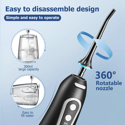 Oral Irrigator USB Rechargeable Water Flosser 300ml – Portable Dental Water Jet for Teeth & Oral Care