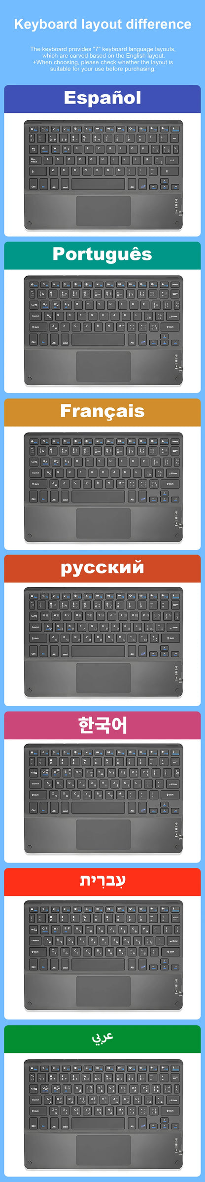 Touchpad Bluetooth Wireless Keyboard – For iPad, iPhone, Android, Windows PC & Laptop