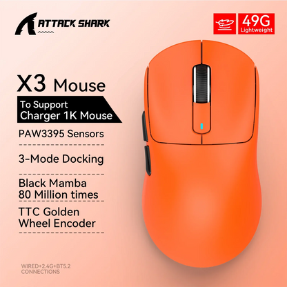ATTACK SHARK X3 / X3 Pro Wireless Gaming Mouse – 26K DPI, 8K Hz, Tri-Mode, Ultra-Light