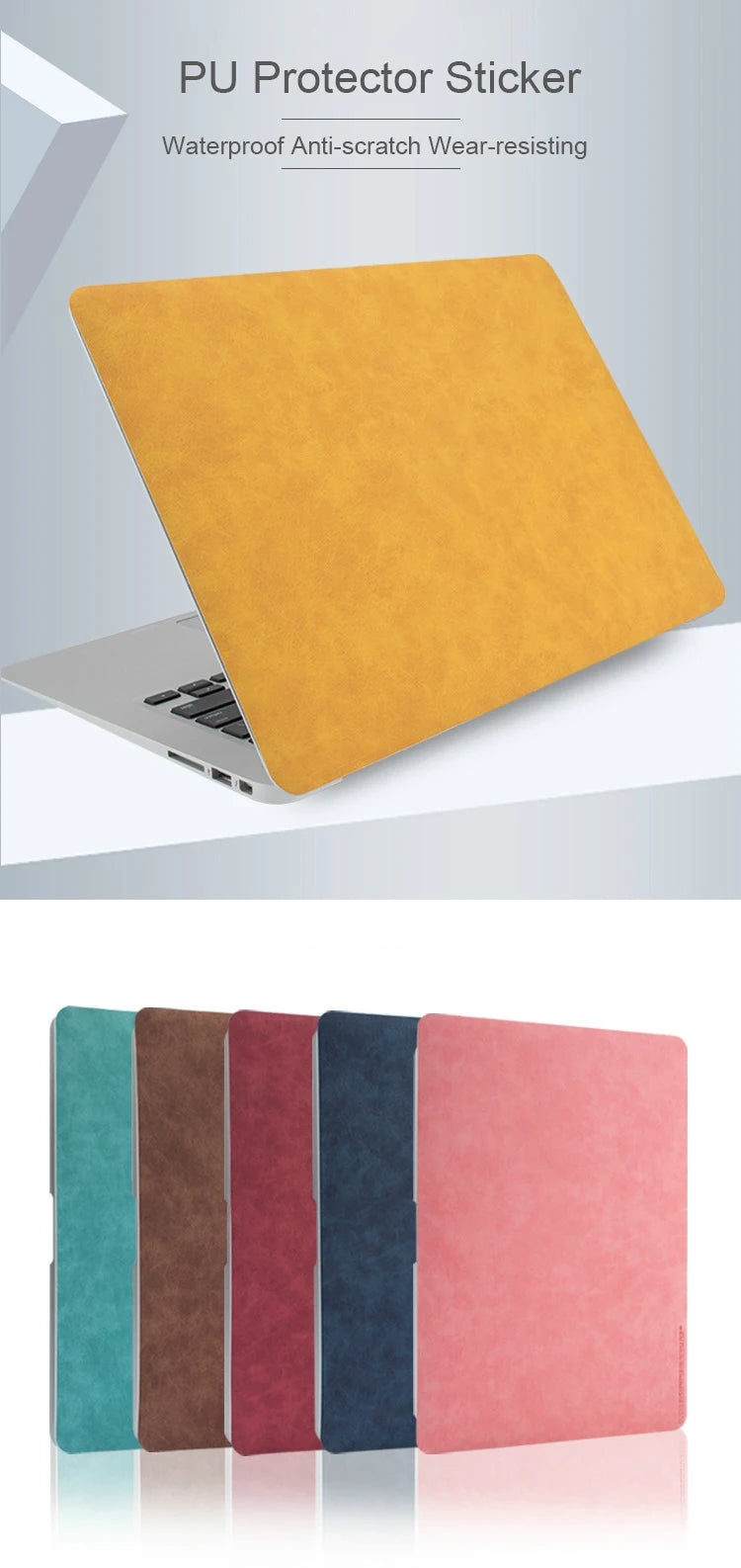 Anti-Scratch Waterproof Laptop Skin for MacBook Air 13 M1/M2, Pro 14/16 2021–2023 – PU Protector Film