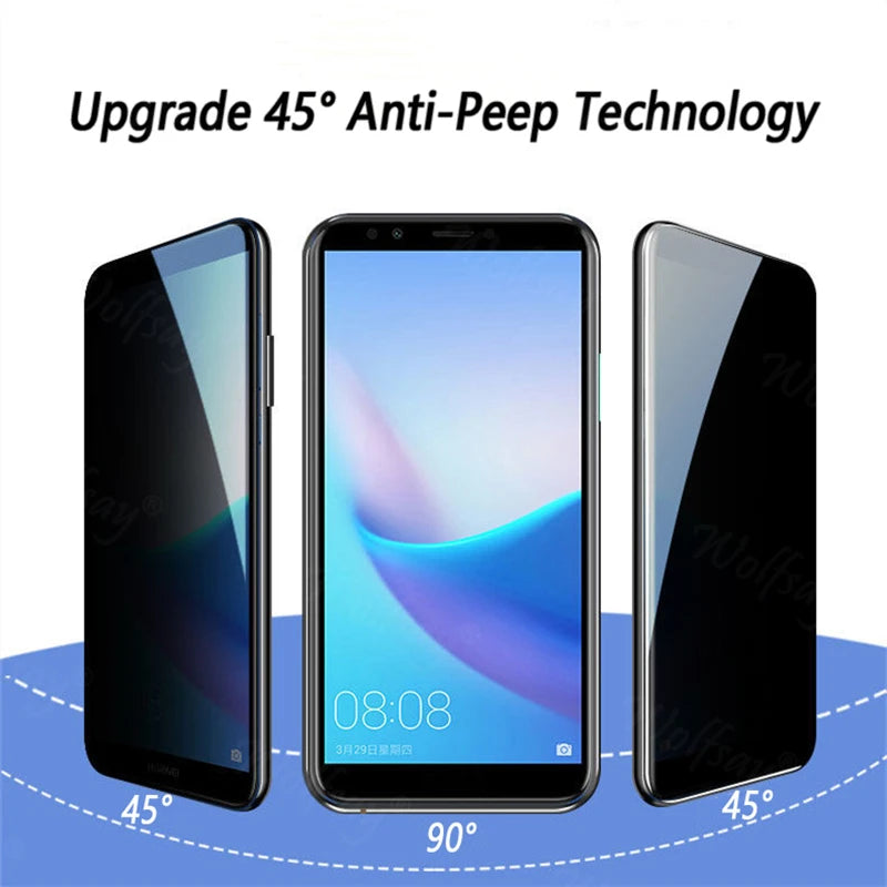 Xiaomi Poco C65 anti-spy privacy tempered glass screen protector installed on phone showing clear edges and smooth surface.