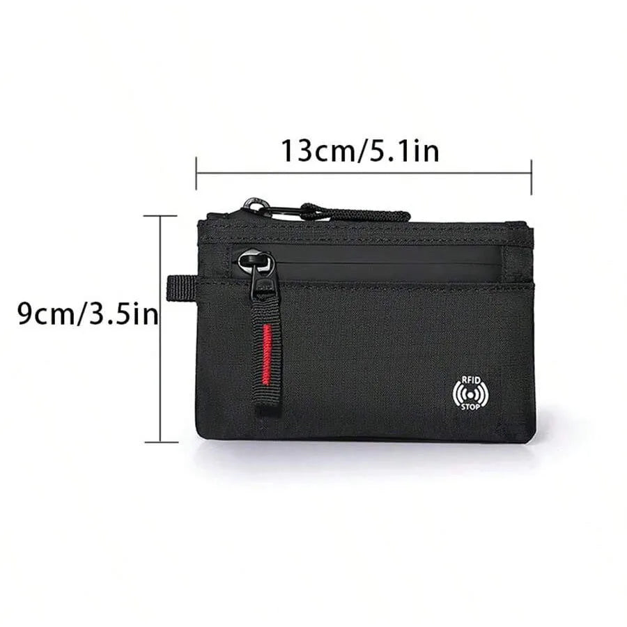 RFID Blocking Nylon Card Holder with Carabiner & Coin Purse