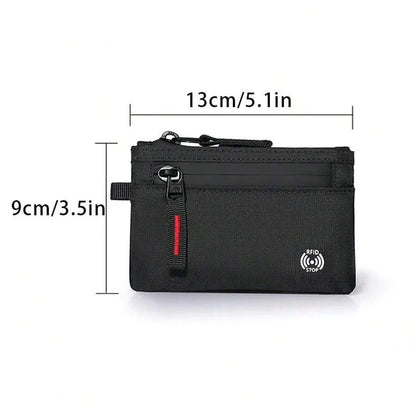 RFID Blocking Nylon Card Holder with Carabiner & Coin Purse