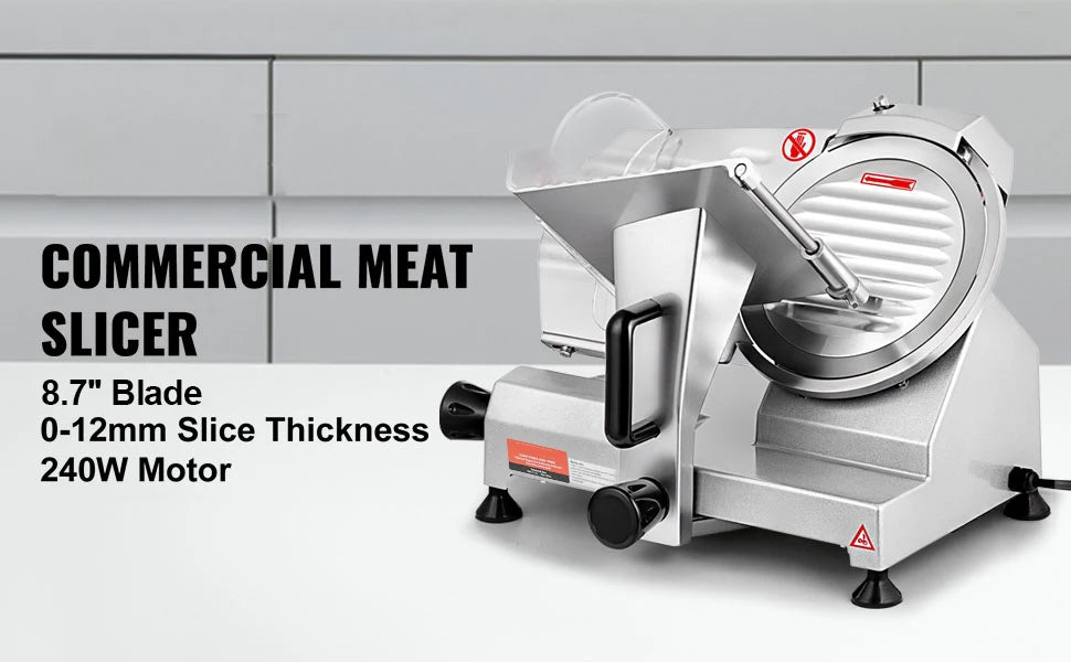 SucceBuy Electric Meat Slicer – 8"/10" Carbon Steel Blade, Adjustable Thickness